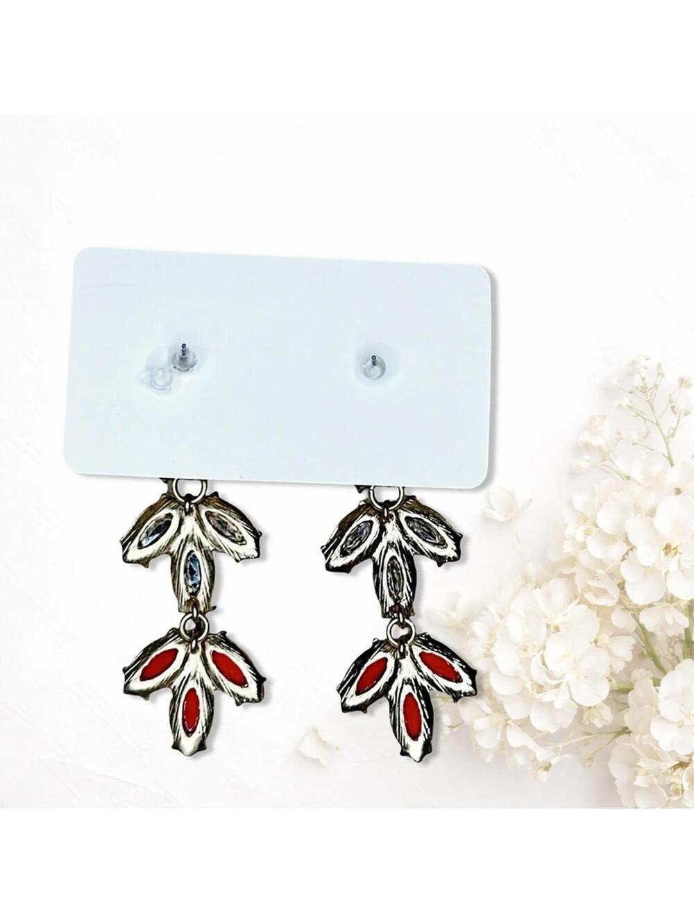 5649gc. Coral Goldtone Bling Earrings - Picture 2 of 4